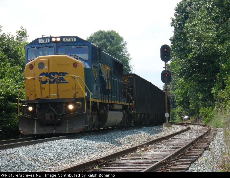 "One Unit Wonder" BB crew rolls east past LaGrange with coal loads for UVA in Charlottesville